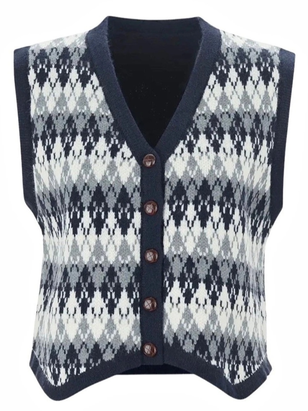 NWT Cider Argyle Sweater Vest | Knit Stretch + Button Closure (One Size)